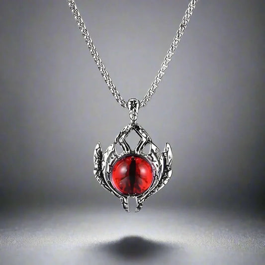 THE MEN THING SS Pendant/ Necklace RED-EYE PROTECT -  Alloy Pendant with Pure Stainless Steel 24inch Round Box Chain for Men, European trending Style for Men & Boy