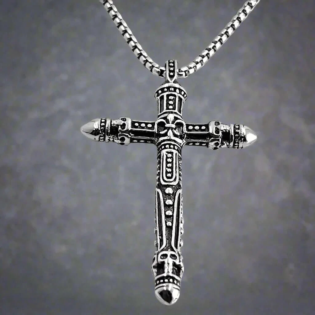 THE MEN THING SS Pendant/ Necklace RED INDIAN CROSS - Alloy Pendant with Pure Stainless Steel 24inch Round Box Chain , Milan trending Style for Men & Boy