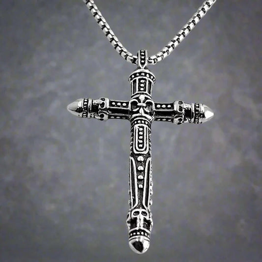 THE MEN THING SS Pendant/ Necklace RED INDIAN CROSS - Alloy Pendant with Pure Stainless Steel 24inch Round Box Chain , Milan trending Style for Men & Boy