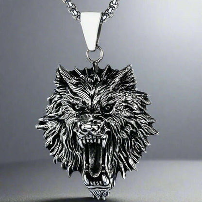 THE MEN THING SS Pendant/ Necklace ROARING KING - Alloy Pendant with Pure Stainless Steel  24inch Round Box Chain, European trending Style for Men & Boy