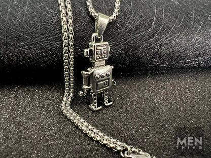 THE MEN THING SS Pendant/ Necklace ROBOT V2 - Alloy Pendant with Pure Stainless Steel  24inch Round Box Chain, European trending Style for Men & Boy