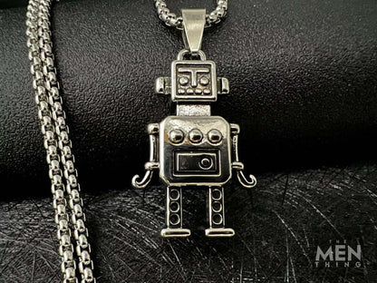 THE MEN THING SS Pendant/ Necklace ROBOT V2 - Alloy Pendant with Pure Stainless Steel  24inch Round Box Chain, European trending Style for Men & Boy