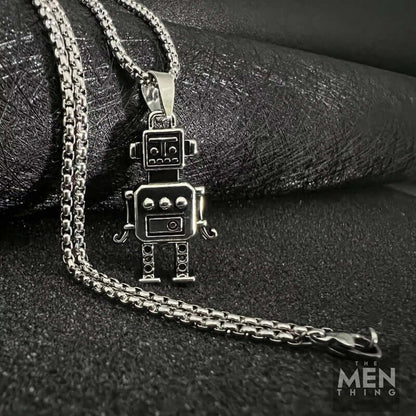 THE MEN THING SS Pendant/ Necklace ROBOT V2 - Alloy Pendant with Pure Stainless Steel  24inch Round Box Chain, European trending Style for Men & Boy