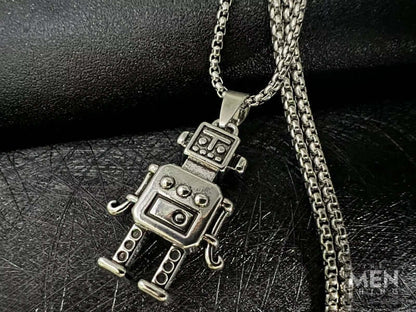 THE MEN THING SS Pendant/ Necklace ROBOT V2 - Alloy Pendant with Pure Stainless Steel  24inch Round Box Chain, European trending Style for Men & Boy