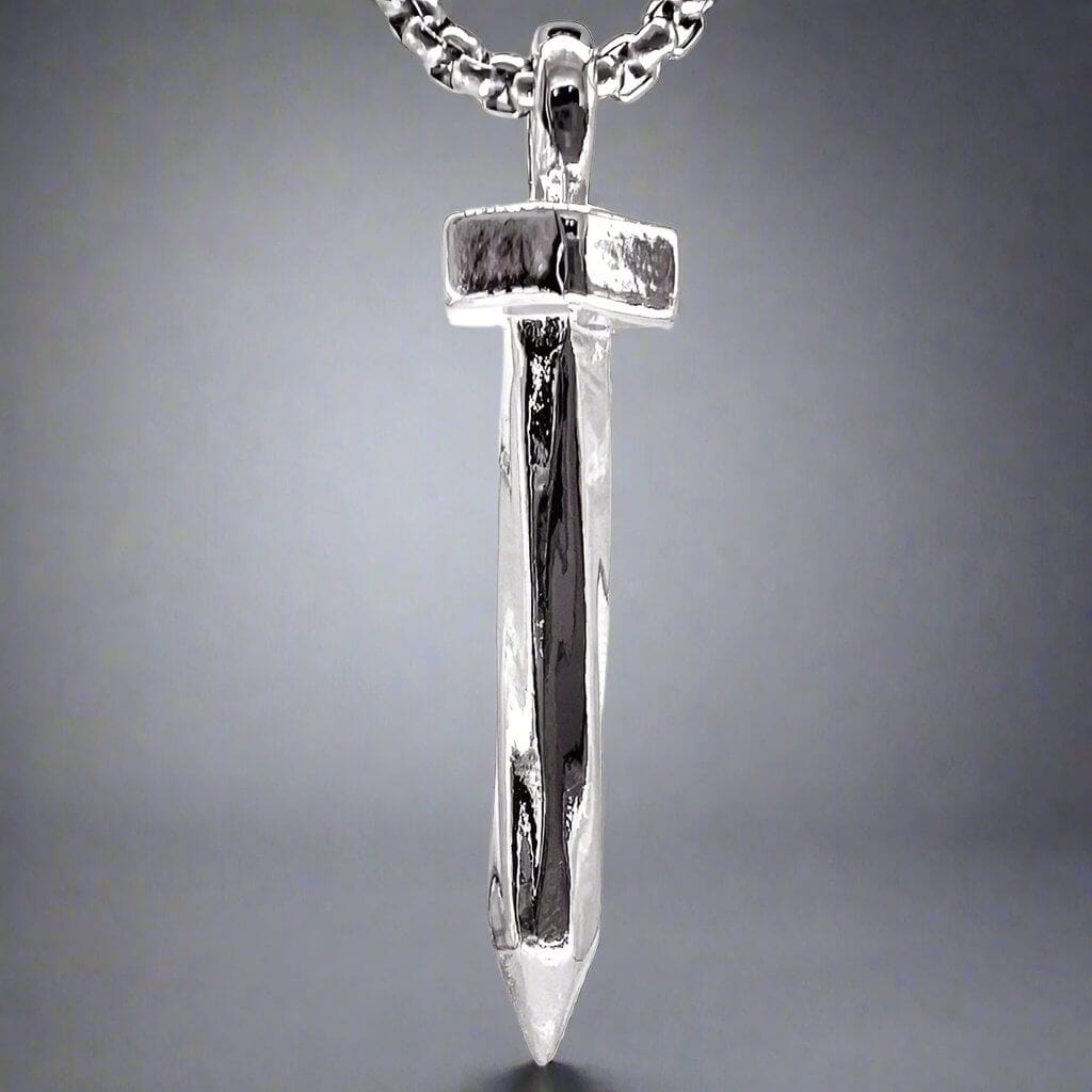 THE MEN THING SS Pendant/ Necklace SILVER NAILS -  Alloy Pendant with Pure Stainless Steel 24inch Round Box Chain, European trending Style for Men & Boy
