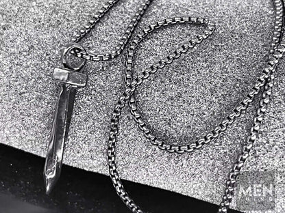 THE MEN THING SS Pendant/ Necklace SILVER NAILS -  Alloy Pendant with Pure Stainless Steel 24inch Round Box Chain, European trending Style for Men & Boy