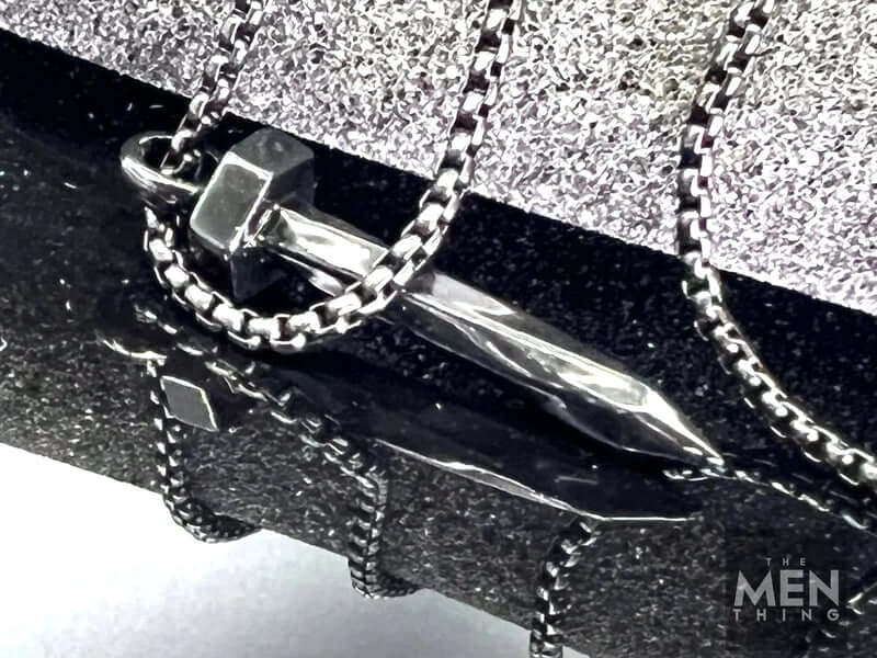 THE MEN THING SS Pendant/ Necklace SILVER NAILS -  Alloy Pendant with Pure Stainless Steel 24inch Round Box Chain, European trending Style for Men & Boy