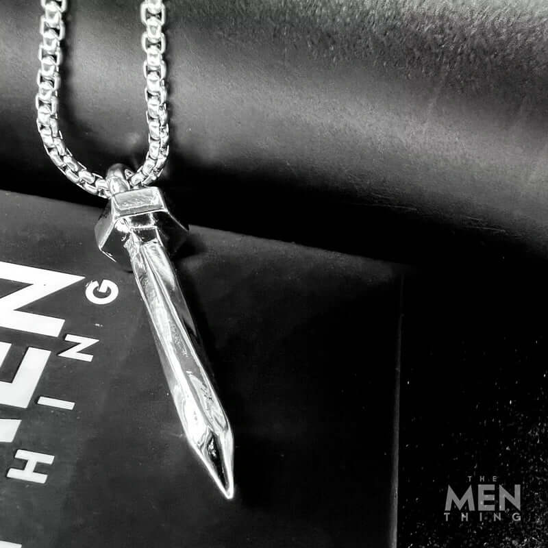 THE MEN THING SS Pendant/ Necklace SILVER NAILS -  Alloy Pendant with Pure Stainless Steel 24inch Round Box Chain, European trending Style for Men & Boy