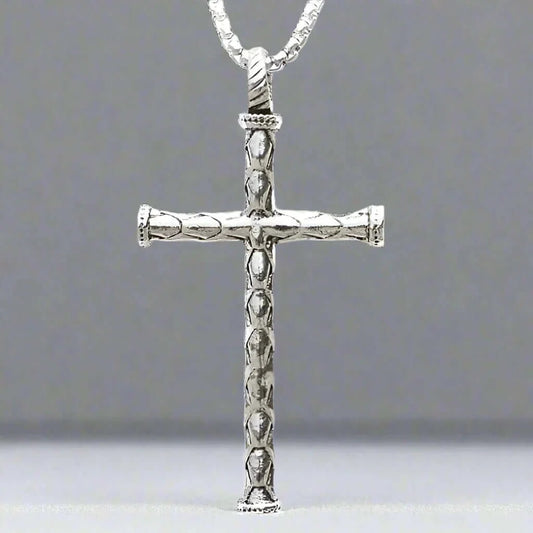 THE MEN THING SS Pendant/ Necklace SIMPLE CROSS -  Alloy Pendant with Pure Stainless Steel 24inch Round Box Chain, European trending Style for Men & Boys