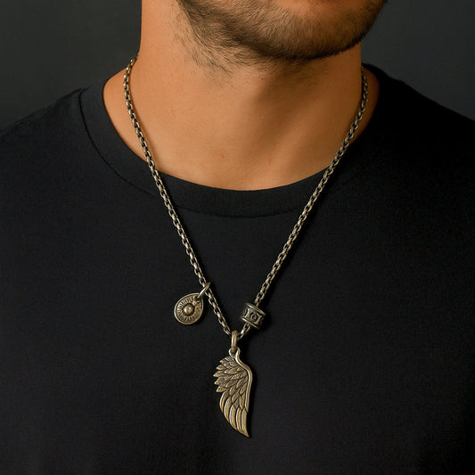 THE MEN THING SS Pendant/ Necklace SKYRIFT - Pure Titanium Steel Pendant with Chain for Men & Boys "27"inch