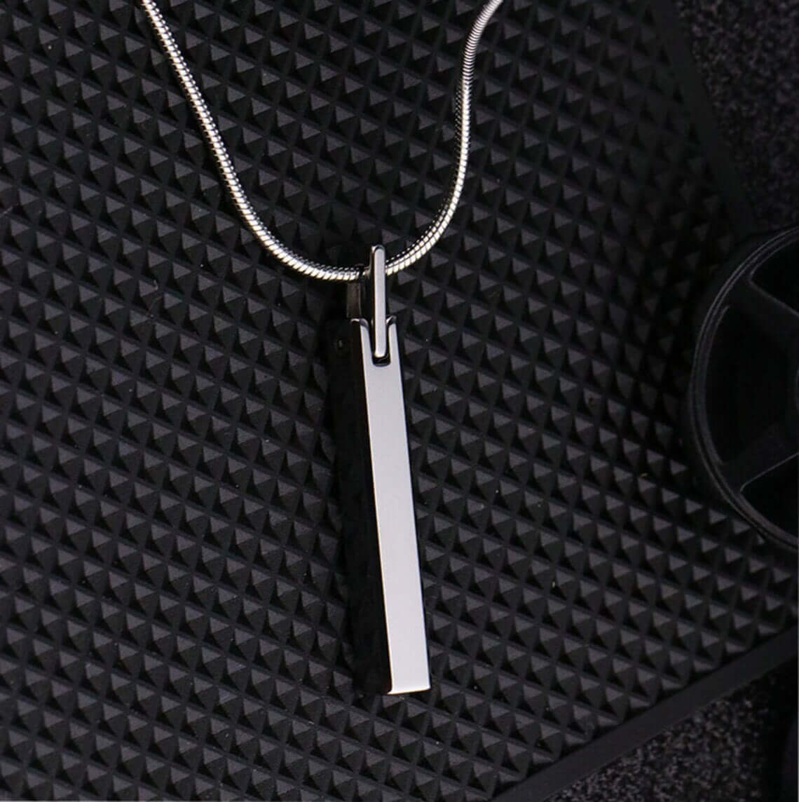 THE MEN THING SS Pendant/ Necklace SLEEK APEX - Pure Titanium Steel Silver Bar Pendant with 24inch Snake Chain for Men & Boys