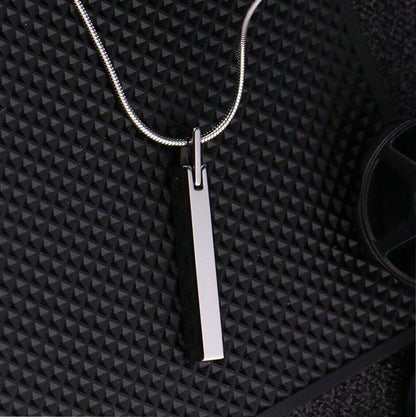 THE MEN THING SS Pendant/ Necklace SLEEK APEX - Pure Titanium Steel Silver Bar Pendant with 24inch Snake Chain for Men & Boys