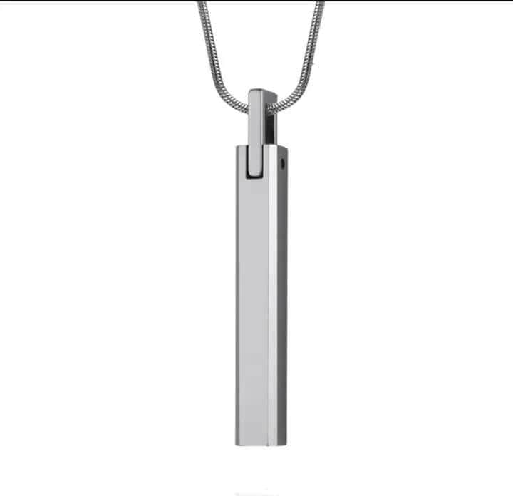 THE MEN THING SS Pendant/ Necklace SLEEK APEX - Pure Titanium Steel Silver Bar Pendant with 24inch Snake Chain for Men & Boys