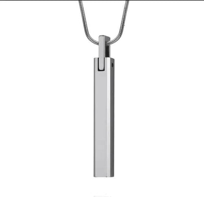 THE MEN THING SS Pendant/ Necklace SLEEK APEX - Pure Titanium Steel Silver Bar Pendant with 24inch Snake Chain for Men & Boys