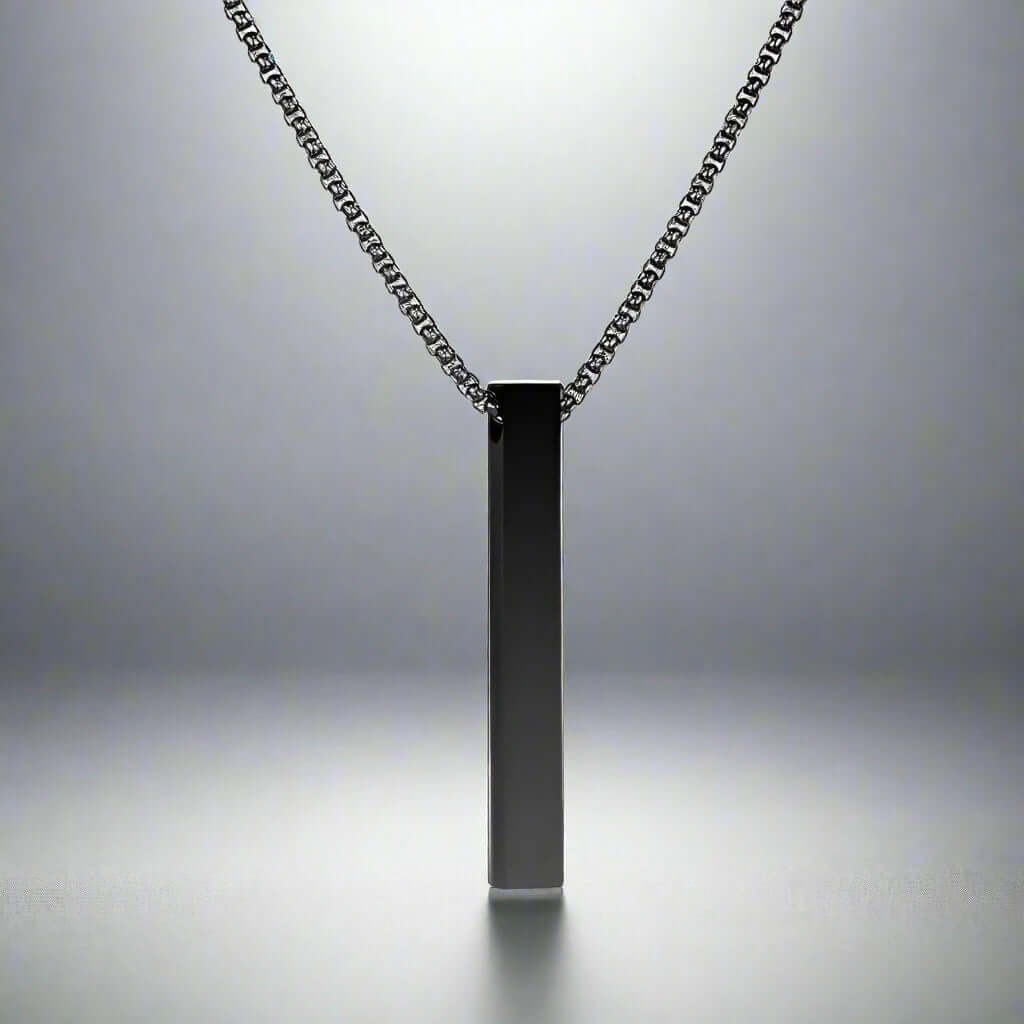 THE MEN THING SS Pendant/ Necklace SLEEK BLACK (A) - Alloy Pendant with Stainless Steel 24inch Black Round Box Chain, European trending Style for Men & Boy