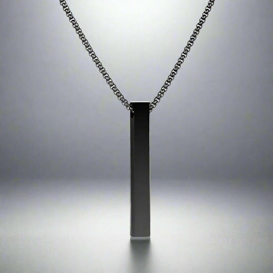 THE MEN THING SS Pendant/ Necklace SLEEK BLACK (A) - Alloy Pendant with Stainless Steel 24inch Black Round Box Chain, European trending Style for Men & Boy
