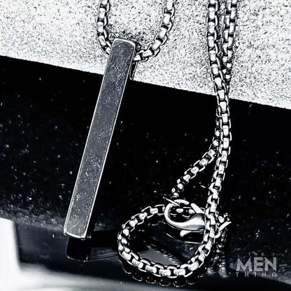 THE MEN THING SS Pendant/ Necklace SLEEK BLACK - Pure Titanium Steel Pendant with 24inch Round Box Chain for Men & Boys