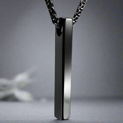 THE MEN THING SS Pendant/ Necklace SLEEK BLACK - Pure Titanium Steel Pendant with 24inch Round Box Chain for Men & Boys