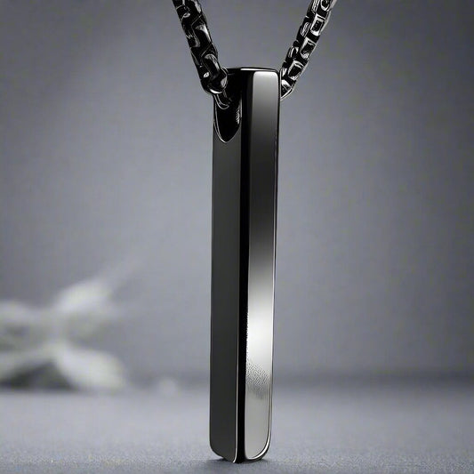 THE MEN THING SS Pendant/ Necklace SLEEK BLACK - Pure Titanium Steel Pendant with 24inch Round Box Chain for Men & Boys