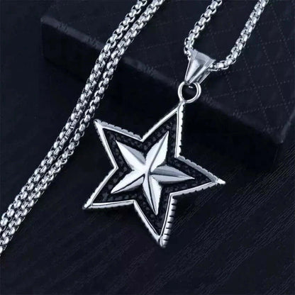 THE MEN THING SS Pendant/ Necklace STAR THAT SHINES - Alloy Star Pendant with Pure Stainless Steel  24inch Round Box Chain, American trending Styl for Men & Boy