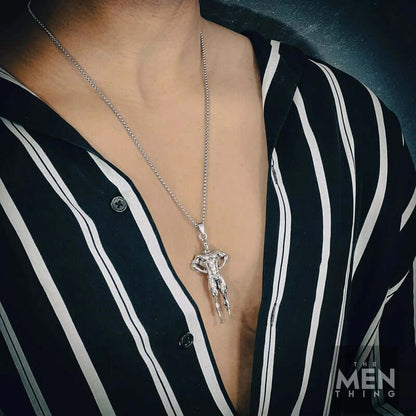 THE MEN THING SS Pendant/ Necklace STRONG ME -  Alloy Pendant with Pure Stainless Steel  24inch Round Box Chain, American trending Style for Men & Boy