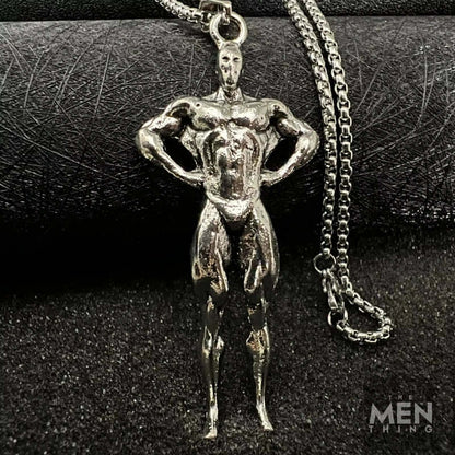 THE MEN THING SS Pendant/ Necklace STRONG ME -  Alloy Pendant with Pure Stainless Steel  24inch Round Box Chain, American trending Style for Men & Boy
