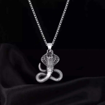 THE MEN THING SS Pendant/ Necklace THE KING, THE COBRA - Alloy Snake Pendant with Pure Stainless Steel  24inch Round Box Chain, European trending Style  for Men & Boy