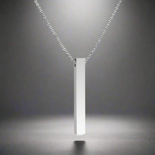 THE MEN THING SS Pendant/ Necklace THE SLEEK (A) - Alloy Silver Pendant with  Pure Stainless Steel 24inch Round box Chain for Men, European trending Style for Men & Boy