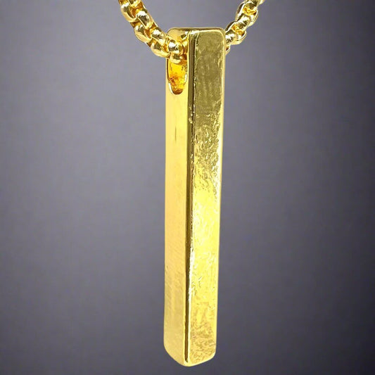 THE MEN THING SS Pendant/ Necklace THE SLEEK (Gold Tone) -  Alloy Pendant with  Pure Stainless Steel24inch Round Box Chain, European trending Style for Men & Boy