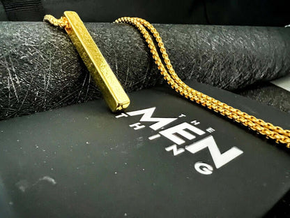 THE MEN THING SS Pendant/ Necklace THE SLEEK (Gold Tone) -  Alloy Pendant with  Pure Stainless Steel24inch Round Box Chain, European trending Style for Men & Boy