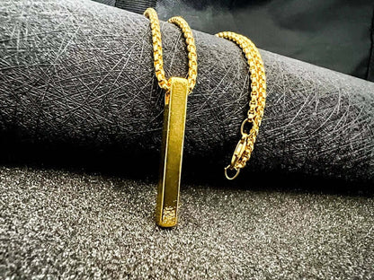 THE MEN THING SS Pendant/ Necklace THE SLEEK (Gold Tone) -  Alloy Pendant with  Pure Stainless Steel24inch Round Box Chain, European trending Style for Men & Boy