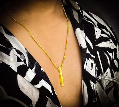 THE MEN THING SS Pendant/ Necklace THE SLEEK (Gold Tone) -  Alloy Pendant with  Pure Stainless Steel24inch Round Box Chain, European trending Style for Men & Boy