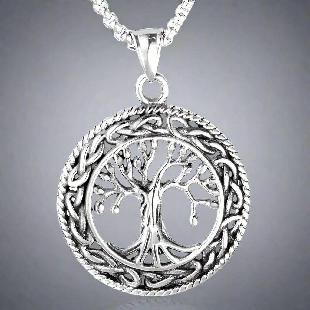 THE MEN THING SS Pendant/ Necklace TREE OF LIFE -  Alloy Pendant with Stainless Steel 24inch Round Box Chain, American trending Style for Men & Boy