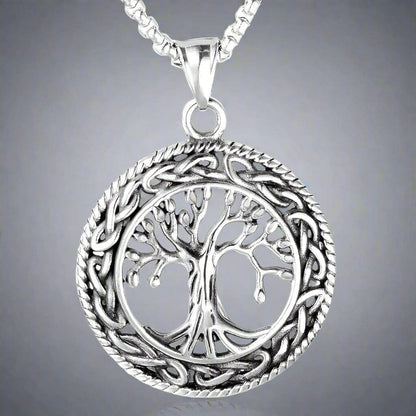 THE MEN THING SS Pendant/ Necklace TREE OF LIFE -  Alloy Pendant with Stainless Steel 24inch Round Box Chain, American trending Style for Men & Boy