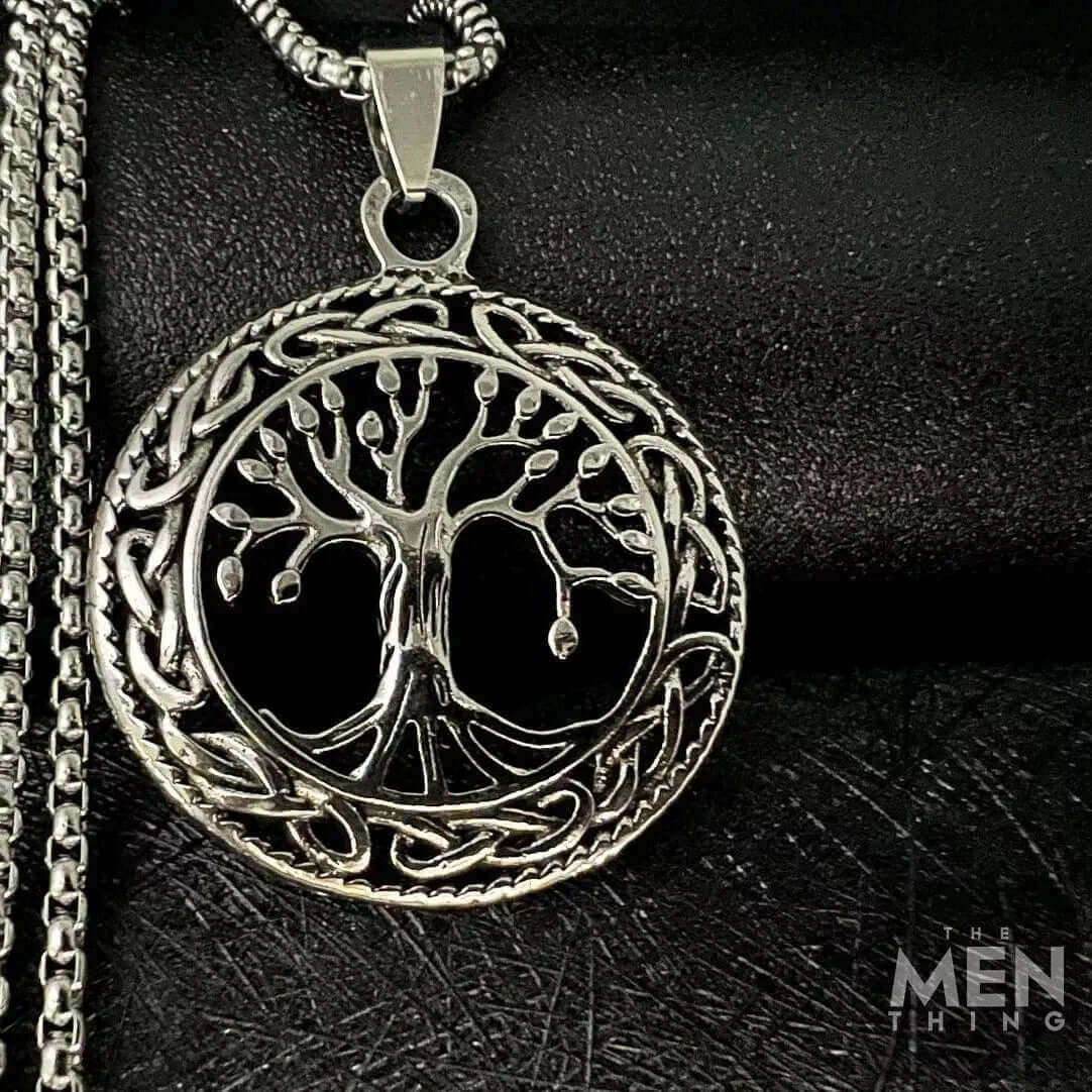 THE MEN THING SS Pendant/ Necklace TREE OF LIFE -  Alloy Pendant with Stainless Steel 24inch Round Box Chain, American trending Style for Men & Boy