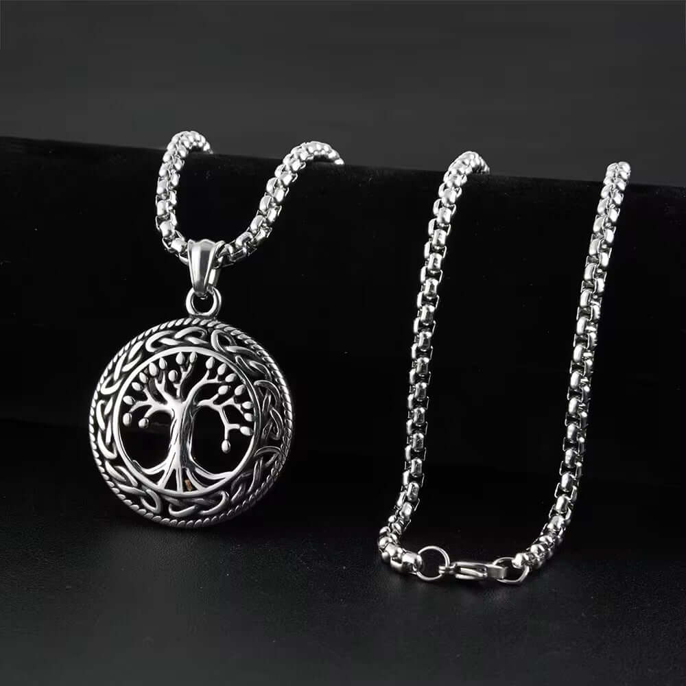 THE MEN THING SS Pendant/ Necklace TREE OF LIFE (T) - Pure Titanium Steel Pendant with Stainless Steel 24inch Round Box Chain, European trending Style for Men & Boy