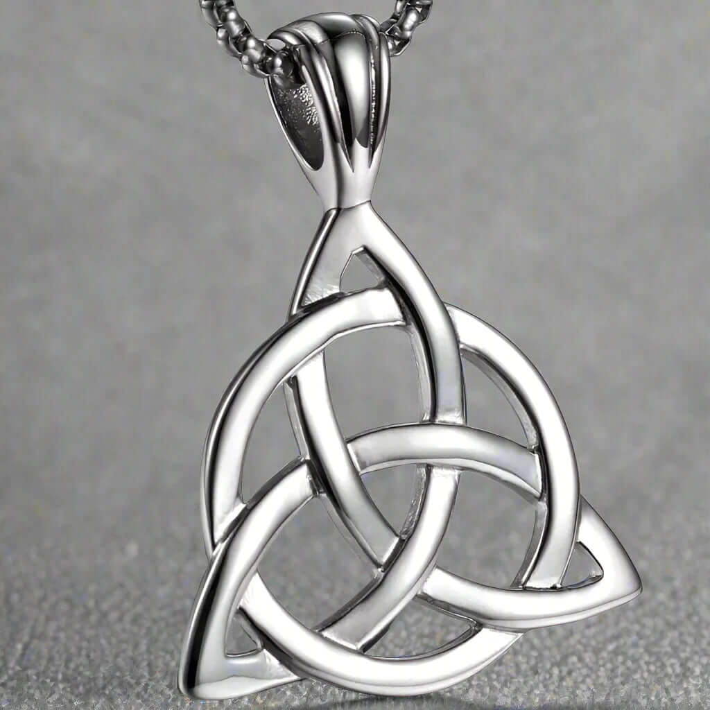 THE MEN THING SS Pendant/ Necklace TRINITY KNOT -  Alloy Pendant with Stainless Steel 24inch Round Box Chain, European trending Style for Men & Boy