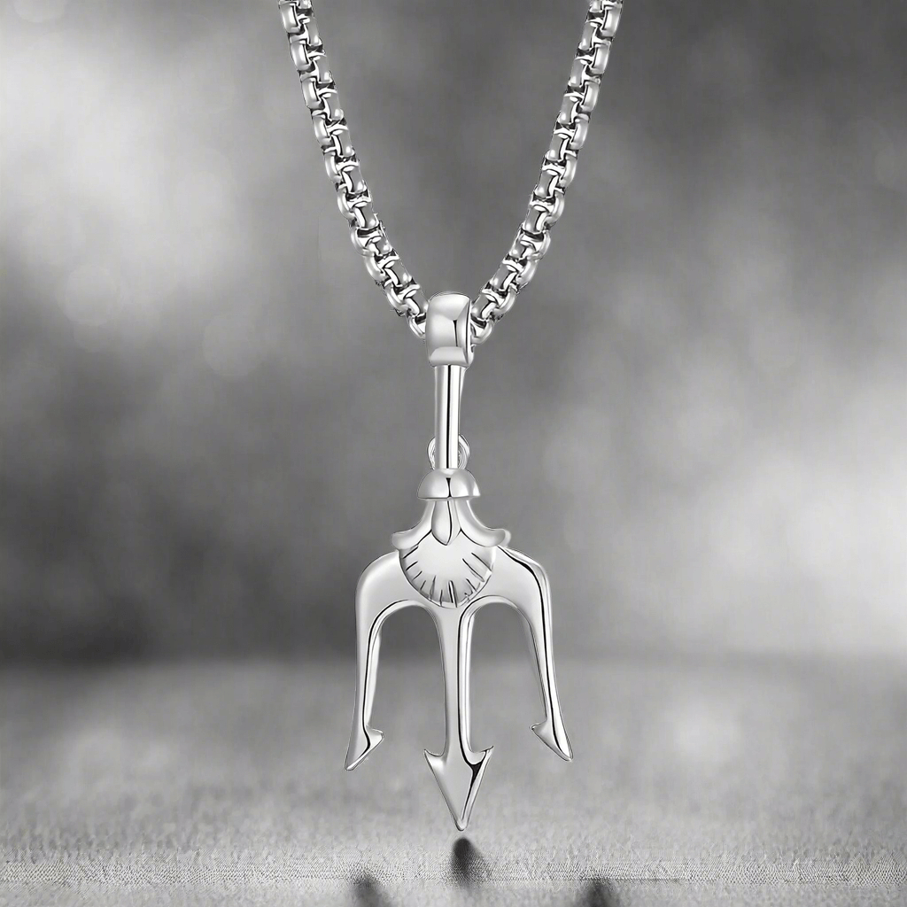 THE MEN THING SS Pendant/ Necklace TRINITY SHIVA - Alloy Pendant with Stainless Steel 24inch Round Box Chain, European trending Style for Men & Boy