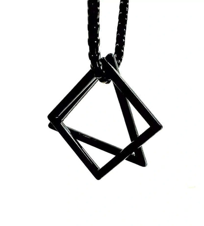 THE MEN THING SS Pendant/ Necklace TRISQUARE BLACK - Alloy Pendant with Pure Stainless Steel 24inch Round Box Chain , Milan trending Style for Men & Boy