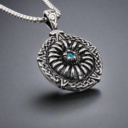 THE MEN THING SS Pendant/ Necklace TURQUOISE JAW - Pure Titanium Steel Pendant with 24inch Round Box Chain for Men & Boys