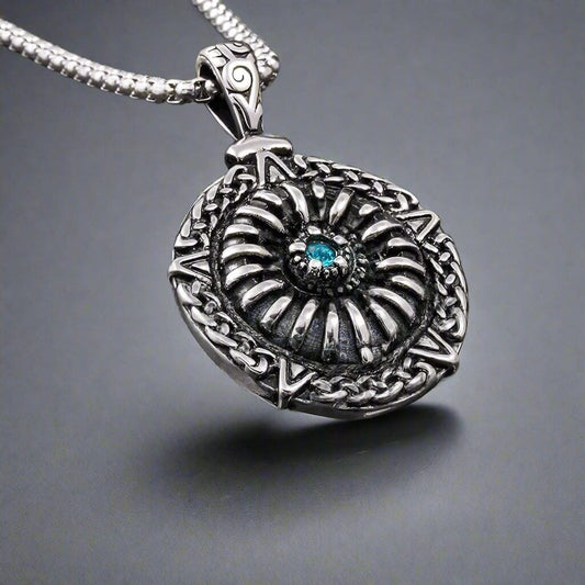 THE MEN THING SS Pendant/ Necklace TURQUOISE JAW - Pure Titanium Steel Pendant with 24inch Round Box Chain for Men & Boys
