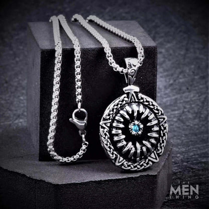 THE MEN THING SS Pendant/ Necklace TURQUOISE JAW - Pure Titanium Steel Pendant with 24inch Round Box Chain for Men & Boys