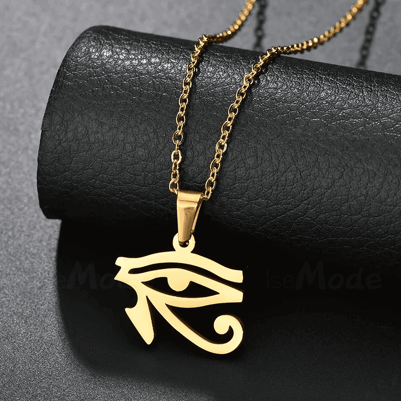THE MEN THING SS Pendant/ Necklace UDJAT EYE GOLD - Pure Titanium Steel Pendant with 24inch Round Box Chain for Men & Boys