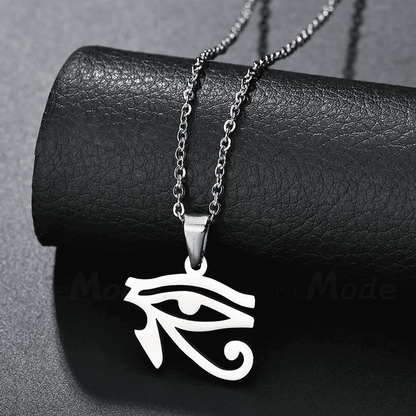 THE MEN THING SS Pendant/ Necklace UDJAT EYE SILVER  -  Pure Titanium Steel Pendant with 24inch Round Box Chain for Men & Boys
