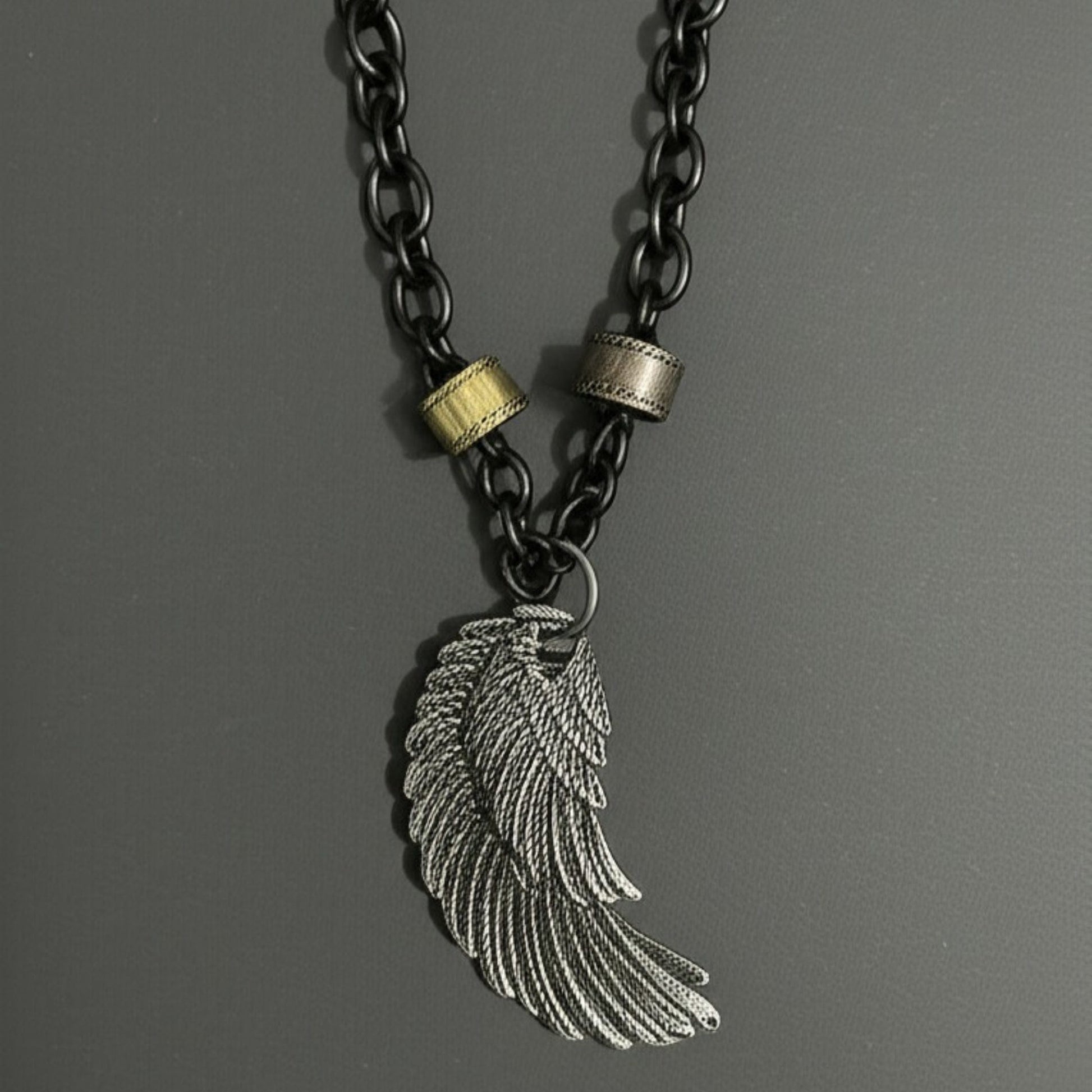 THE MEN THING SS Pendant/ Necklace VALKYRIE WING - Pure Titanium Steel Pendant with 27inch Chain for Men & Boys