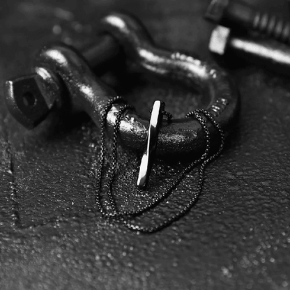 THE MEN THING SS Pendant/ Necklace VERTICAL TWIST -  Alloy Black Twisted  Bar Pendant with 24inch Black Round Box Chain, European trending Style for Men & Boys