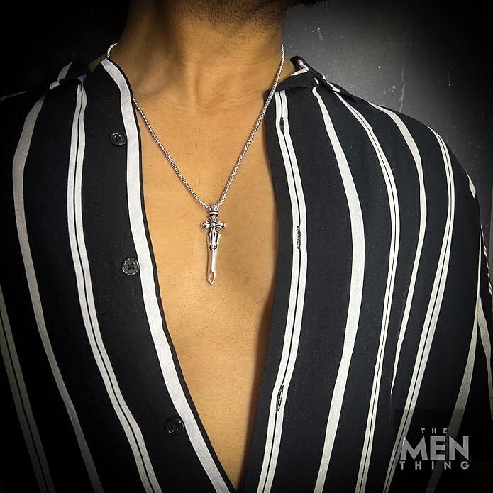 THE MEN THING SS Pendant/ Necklace VICTORY SWORD -  Titanium Steel Pendant with 24inch Round Box Chain for Men & Boys