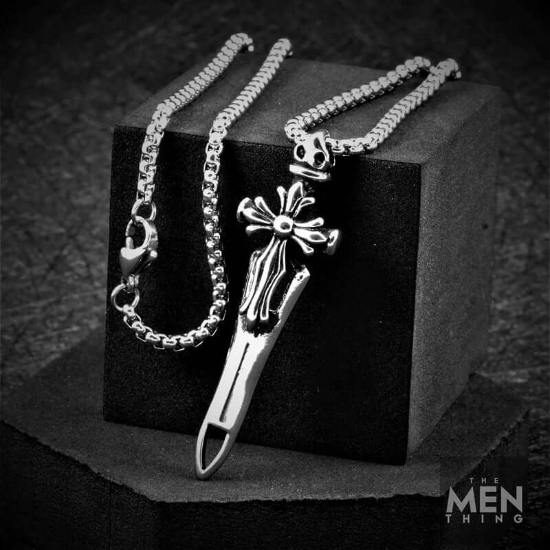 THE MEN THING SS Pendant/ Necklace VICTORY SWORD -  Titanium Steel Pendant with 24inch Round Box Chain for Men & Boys