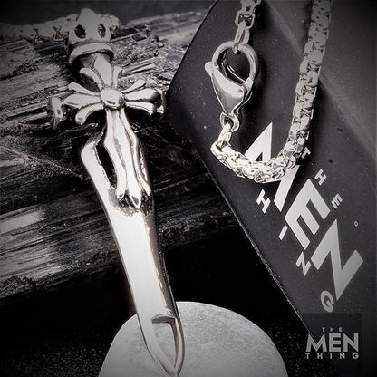 THE MEN THING SS Pendant/ Necklace VICTORY SWORD -  Titanium Steel Pendant with 24inch Round Box Chain for Men & Boys
