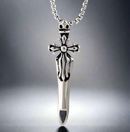 THE MEN THING SS Pendant/ Necklace VICTORY SWORD -  Titanium Steel Pendant with 24inch Round Box Chain for Men & Boys